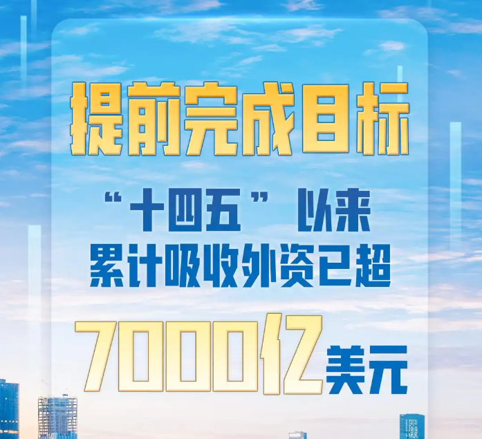 提前完成目標(biāo)！中國“十四五”以來累計(jì)吸收外資已超7000億美元
